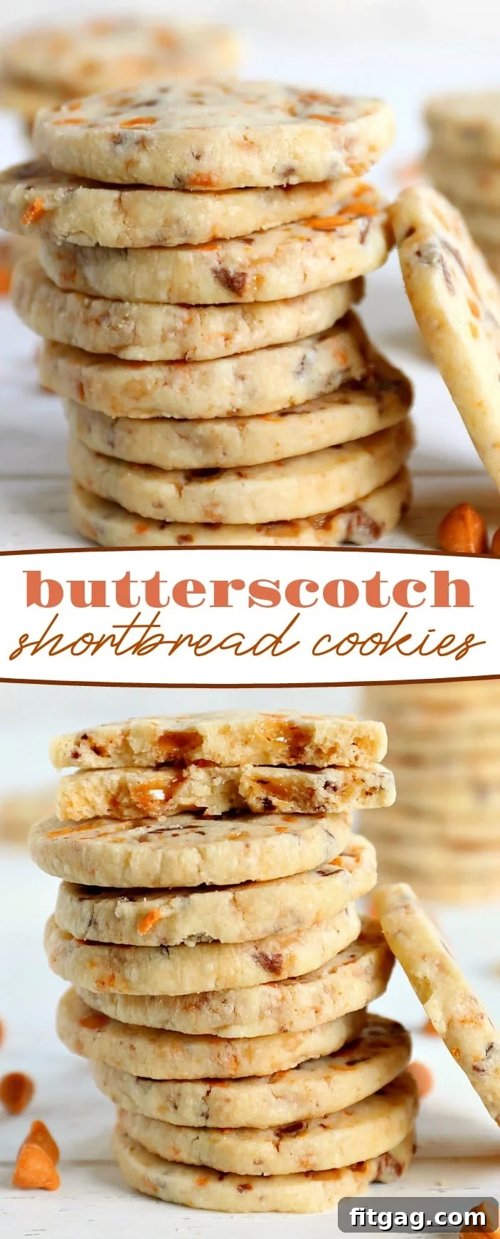 A visual collage showcasing different stages of making butterscotch shortbread cookies, from dough to baked treats.