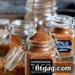homemade taco seasoning recipe in spice jar with label