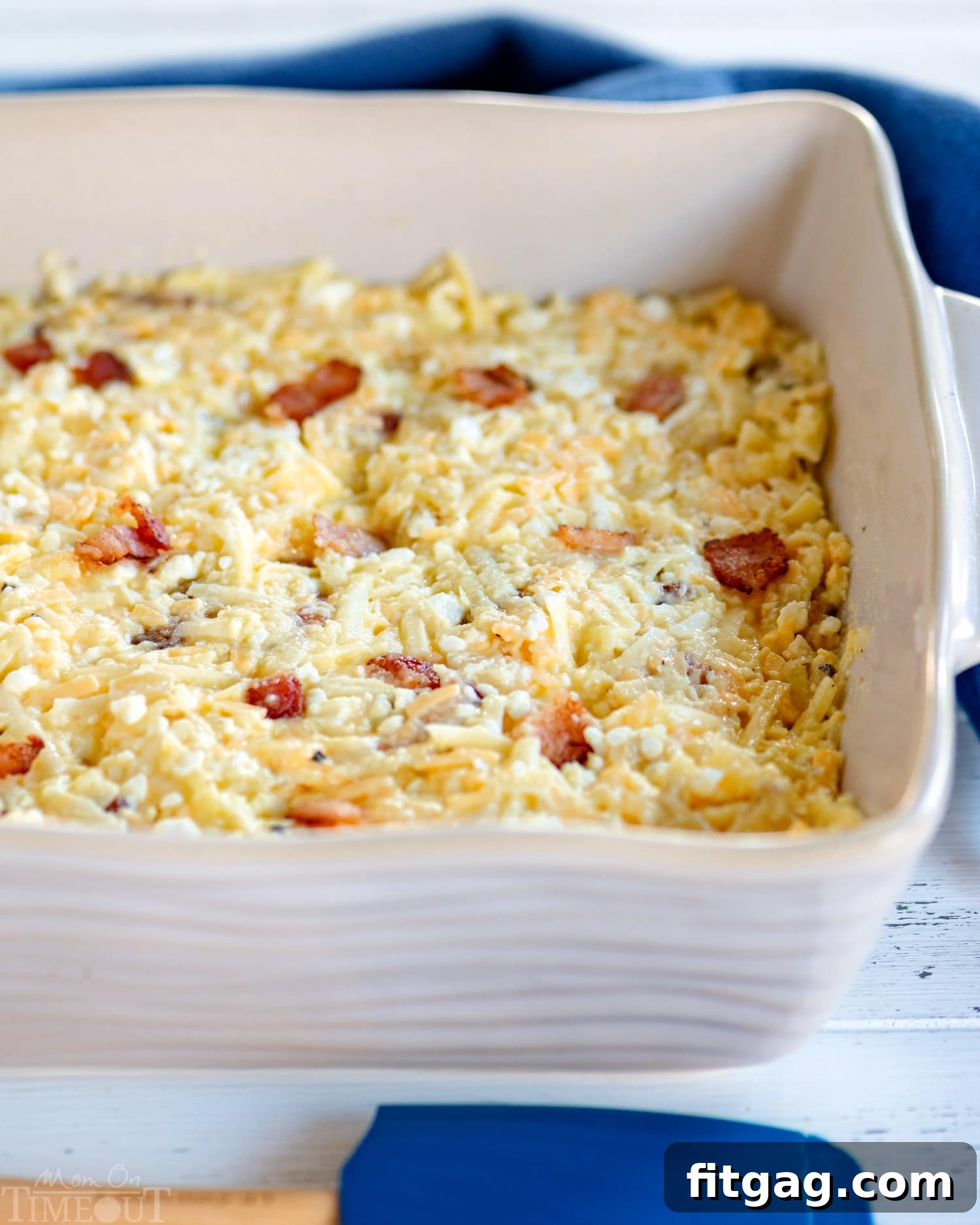 Loaded Hash Brown Breakfast Bake 4 Close-up of the cooked Hash Brown Breakfast Casserole with a crispy top layer
