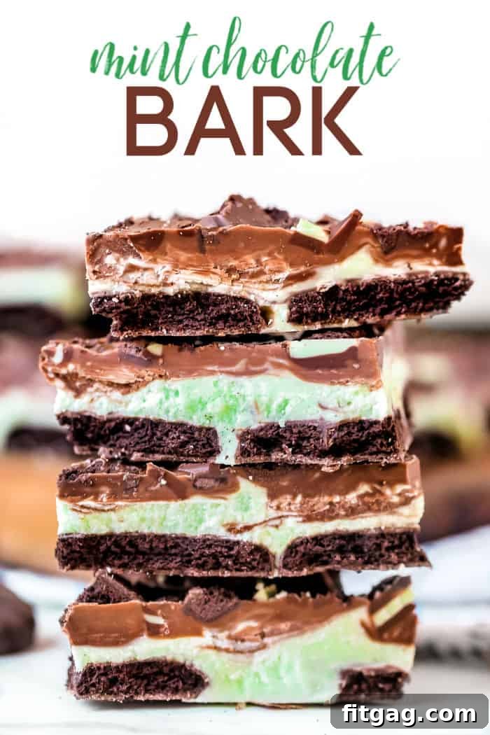 Vibrant Mint Chocolate Bark with a rich chocolate base