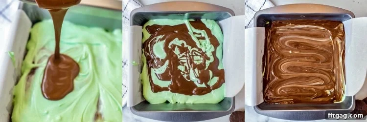 Step-by-step collage for finishing and chilling mint chocolate bark