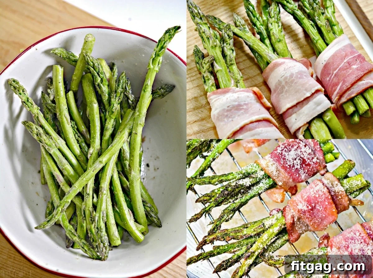 Detailed steps on how to prepare bacon wrapped asparagus bundles