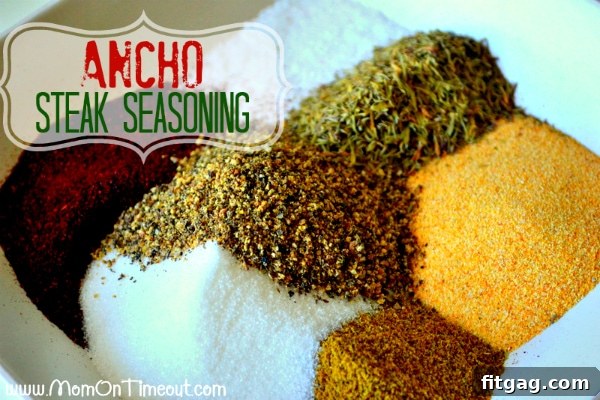 Ancho Steak Seasoning ingredients expertly mixed in a pristine white bowl, ready for use.