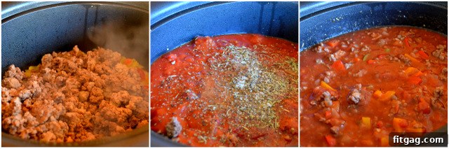Ingredients being prepped for Slow Cooker Spaghetti