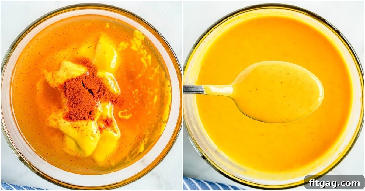 ingredients being mixed together in clear bowl.