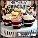 All Stars Chocolate Cupcakes with rich chocolate frosting and star toppers.
