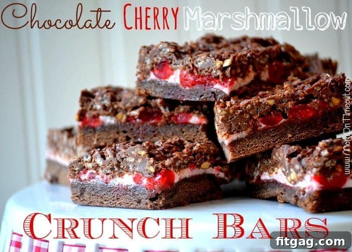 Homemade Chocolate Cherry Marshmallow Crunch Bars