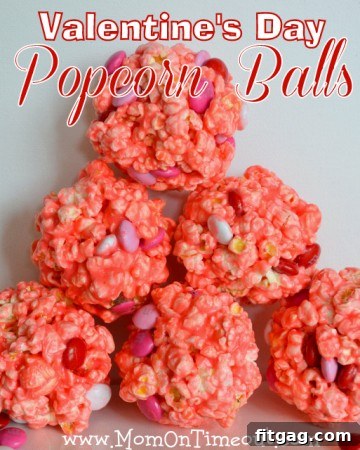 13 Valentines Day Treats and Handmade Creations 4 Homemade Valentine's Day Popcorn Balls, a fun and festive sweet treat recipe perfect for sharing during the holiday of love. Customizable with sprinkles and colors.