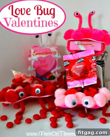 13 Valentines Day Treats and Handmade Creations 8 Adorable Love Bug Valentines craft, a creative and fun DIY project for kids to make cute insect-themed Valentine's cards or gifts for friends and classmates.