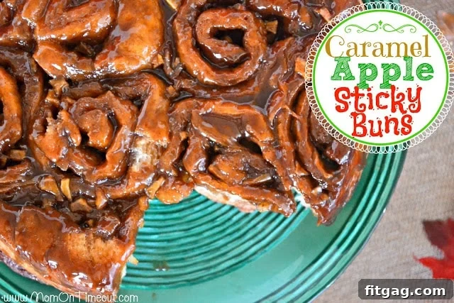 Delicious Caramel Apple Sticky Buns fresh from the oven, showcasing their sweet, gooey caramel and tender apple pieces.