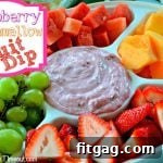 Raspberry Marshmallow Fruit Dip served with fresh berries