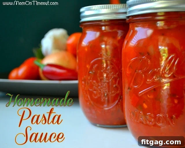 A vibrant bowl of freshly made easy homemade pasta sauce, garnished with basil, ready to be served or preserved.