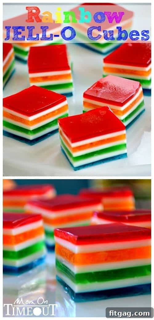 A large serving dish filled with an abundance of colorful Rainbow Jello Cubes, showcasing their volume and appeal as a party dessert.