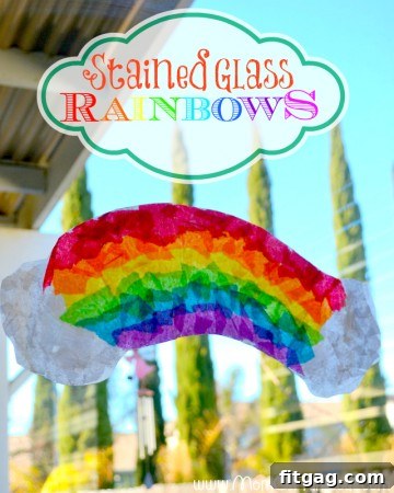 Stained Glass Rainbows Craft, a beautiful and simple DIY project using tissue paper to create window decorations.