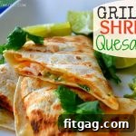 Grilled Shrimp Quesadillas on a cutting board, garnished with cilantro and lime, ready to serve