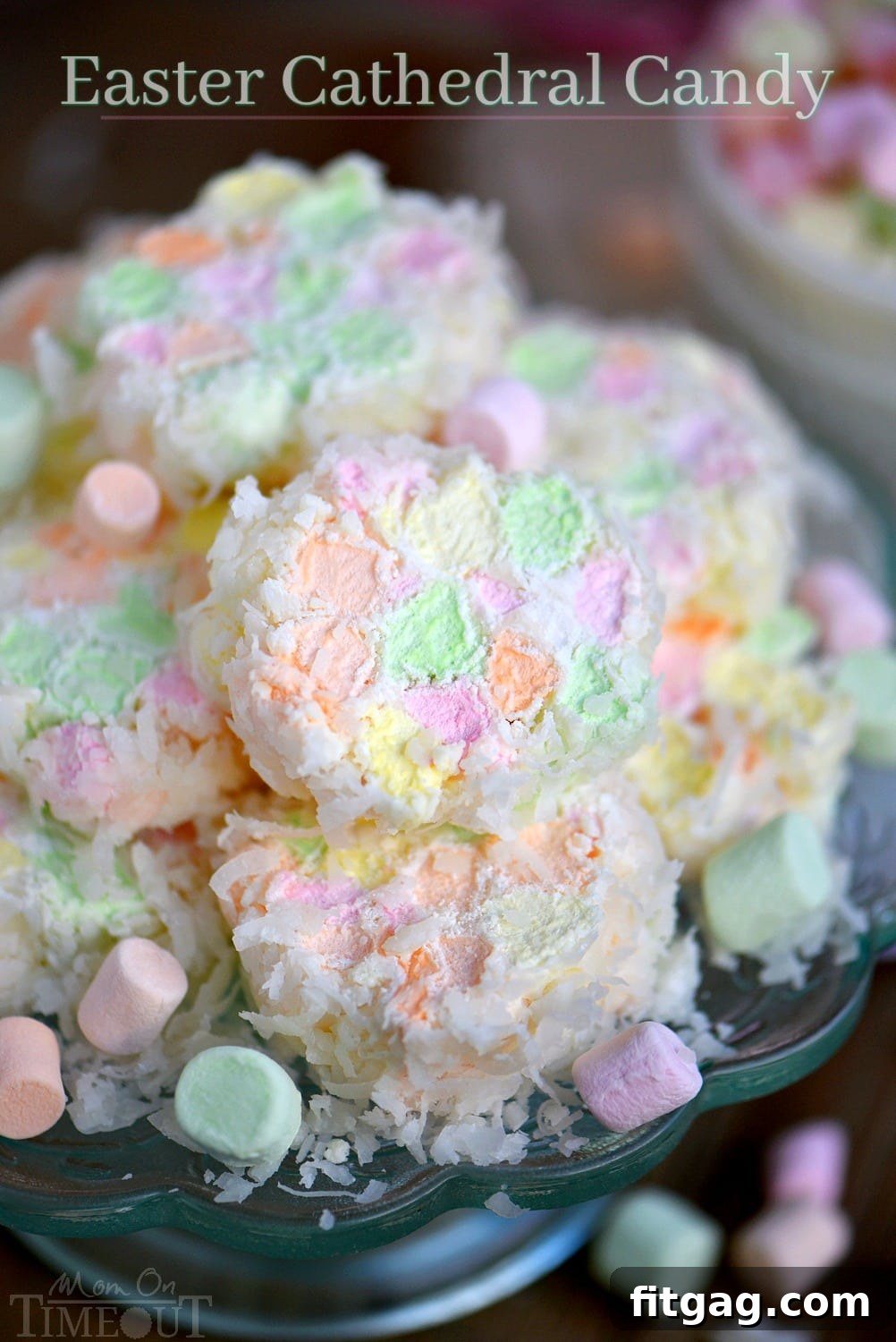 This Easter Cathedral Candy recipe requires only three ingredients and is so pretty! Great for Easter, baby showers, and other parties! Kids love to help with this easy recipe! // Mom On Timeout