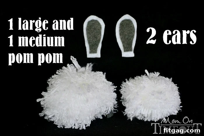 Fluffy Easter Bunny Craft 3 Step-by-step guide to assembling felt bunny ears for your pom pom craft.