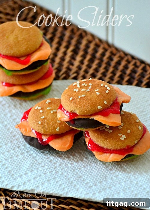 Cookie Sliders: The Perfect Mini Cheeseburger Impersonators for Fun Events! Realistic Cookie Sliders that Mimic Mini Cheeseburgers, ideal for April Fool's Day or a BBQ dessert.