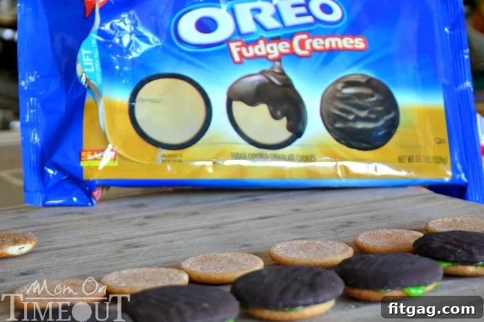Sweet Cheeseburger Sliders 3 Chocolate-covered Oreo cookies used as burger patties for the cookie sliders.