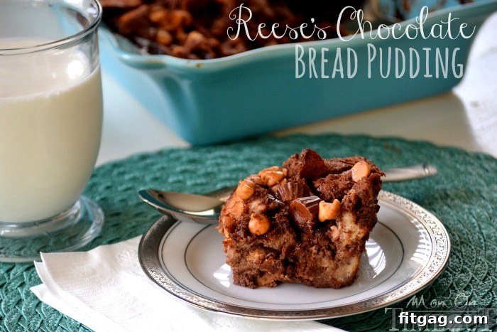 Reese's Chocolate Peanut Butter Bread Pudding | Mom On Timeout - Irresistibly decadent and delicious!