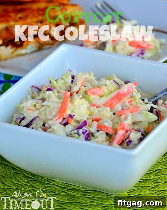 Delicious Copycat KFC Coleslaw recipe – this coleslaw is the perfect side dish to every barbecue and it’s great to bring to pot lucks and other get-togethers. | MomOnTimeout.com