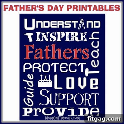 Father's Day printable gift design with loving message