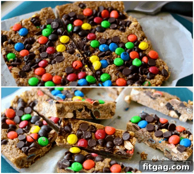 How to Cut No-Bake Granola Bars for Easy Storage Cutting homemade Monster Trail Mix Granola Bars into perfect portions