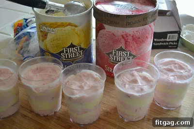 A Seuss-tastic Scoop Fest 10 Layered strawberry and vanilla ice cream cups for a party