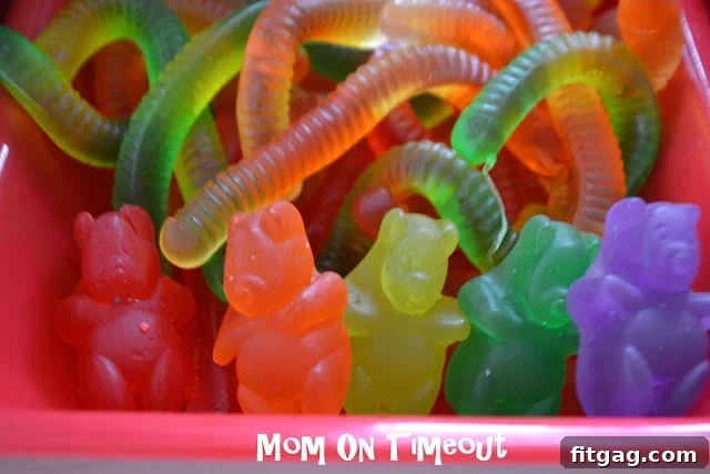 A Seuss-tastic Scoop Fest 13 Gummy bears as 'Brown Bar-Ba-Loots' toppings for Dr. Seuss party