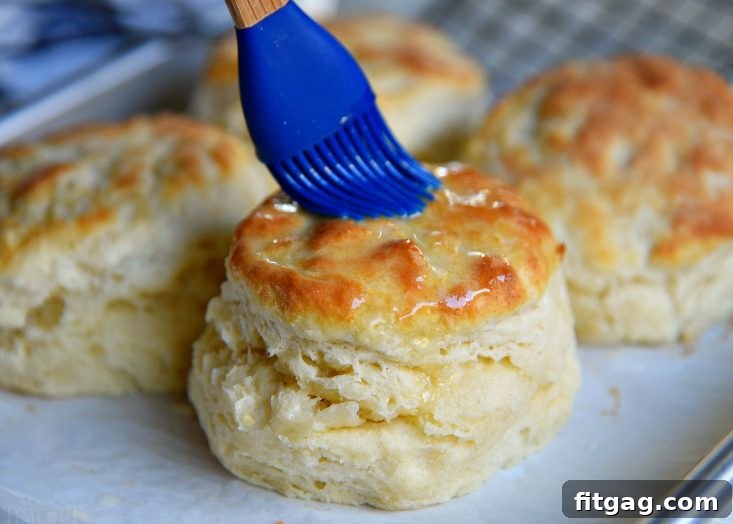 Add Extra Yumminess with a Melted Butter Brush Brushing melted butter on freshly baked biscuits