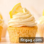 Side view of a lemon cupcake.