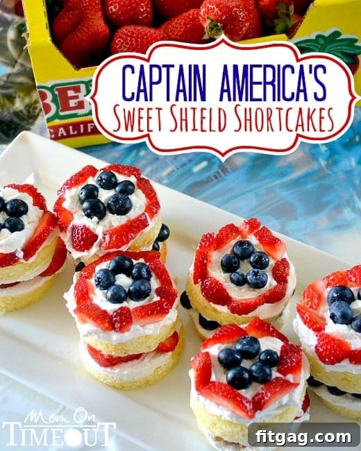 Captain America Sweet Shield Shortcakes with Fresh Berries