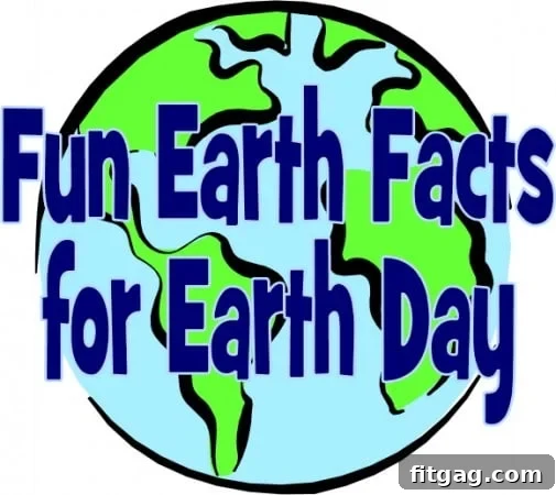 Infographic with 20 fun and interesting facts about Earth for Earth Day education.