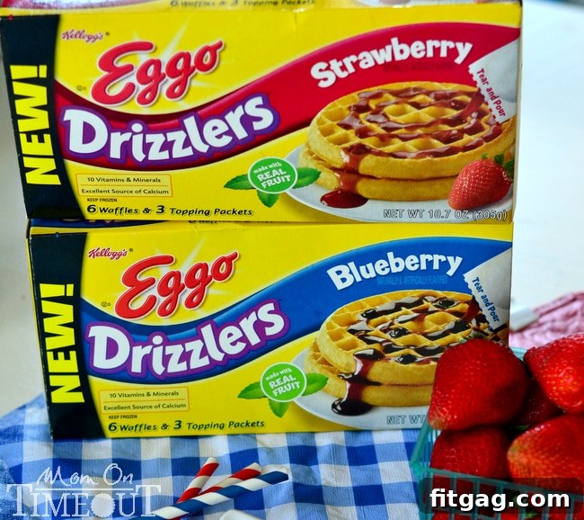 Eggo Drizzlers Waffles with real fruit topping, an easy solution for delicious breakfast.