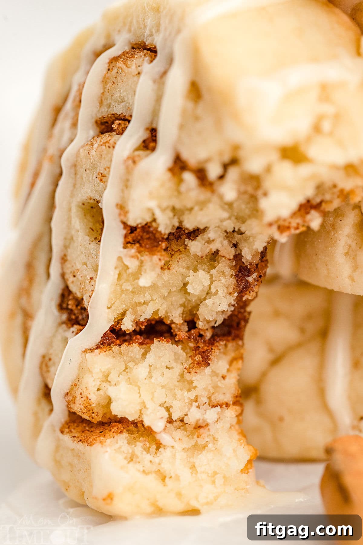 Cinnamon Swirl Delights 3 A close up shot of a cinnamon roll cookie with a bite take out of it.