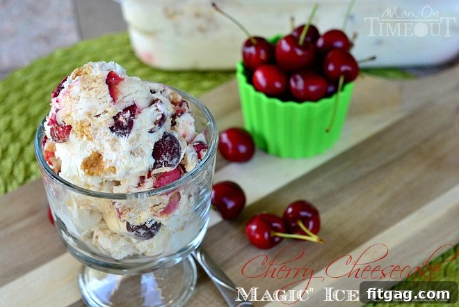 Cherry Cheesecake Magic Ice Cream | MomOnTimeout.com Decadent ice cream made without an ice cream machine.