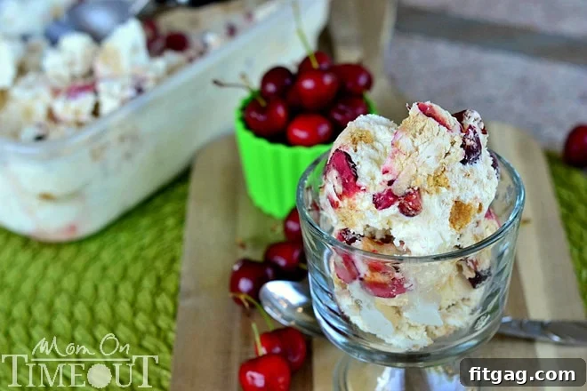 Cherry Cheesecake Magic Ice Cream | MomOnTimeout.com Decadent ice cream made without an ice cream machine.