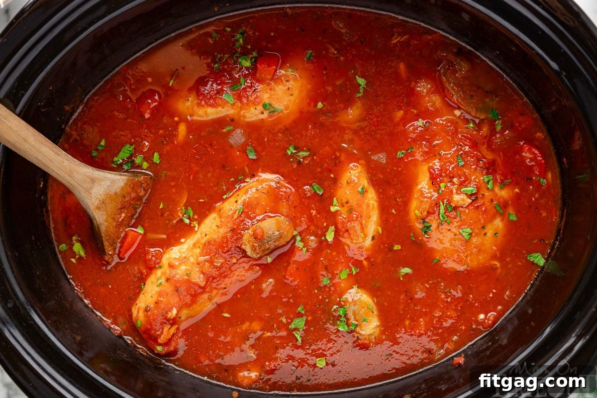 Effortless Italian Chicken Cacciatore 6 Chicken Cacciatore in a slow cooker.
