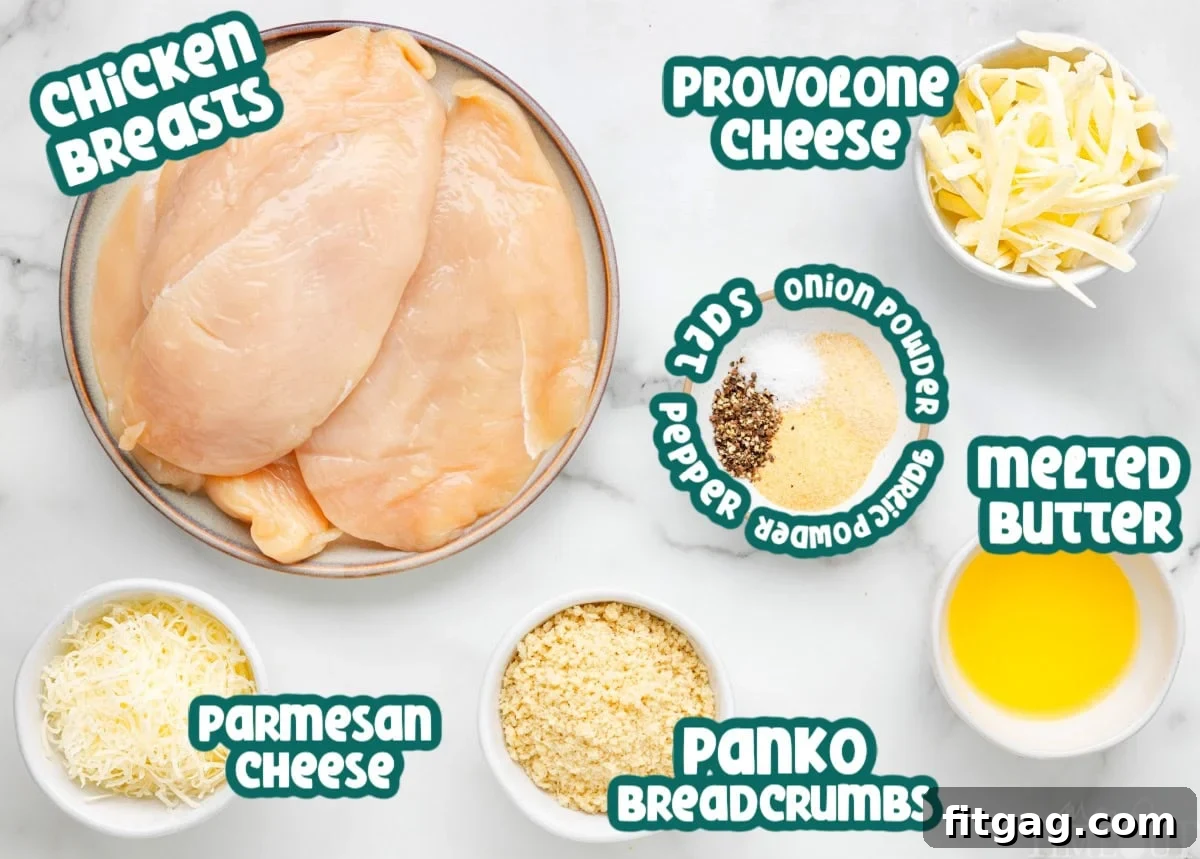 Ingredients for Longhorn parmesan crusted chicken laid out and ready to be used in the recipe.