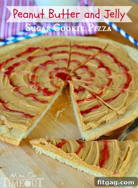 Peanut Butter and Jelly Sugar Cookie Pizza - Inspired by #Disney! from MomOnTimeout.com
