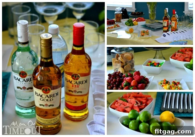 Another vibrant collage showcasing the fun and deliciousness of a Bacardi Mixers party.