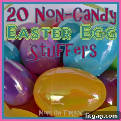 Beyond Candy Easter Egg Surprises 2 20+ Non-Candy Easter Egg Stuffers - It's that time of year when we're filling eggs for the annual Easter Egg Hunt and we're TRYING to limit the amount of candy. Here are some great ideas for stuffing those Easter eggs with fun items that aren't candy! | Mom On Timeout 1y 1y Saved to Easter
