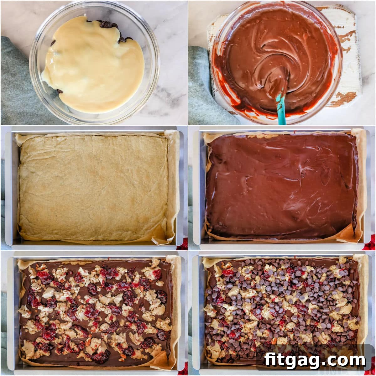 Decadent Raspberry Crumble Squares 6 six image collage showing how to make the raspberry crumble bars step by step.