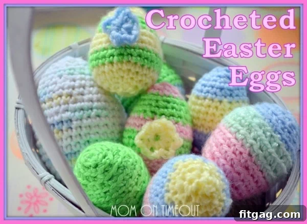 Handmade Crocheted Easter Eggs - Easy Pattern Colorful Crocheted Easter Eggs in a Basket