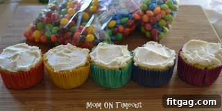 Cupcakes in colorful liners, ready for frosting