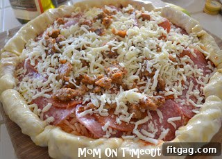 Fully stuffed pizza crust ready for baking