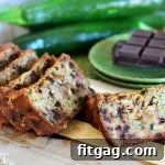 Close-up of a slice of Chocolate Chip Zucchini Banana Bread