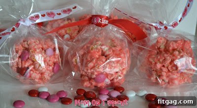 Sweet Valentine's Popcorn Balls 11 Another view of the festive popcorn balls with M&Ms.