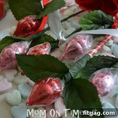 Close-up of a finished Hershey's Kiss rose, showcasing detail