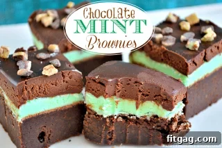 Rich Chocolate Mint Brownies, a perfect combination of flavors.